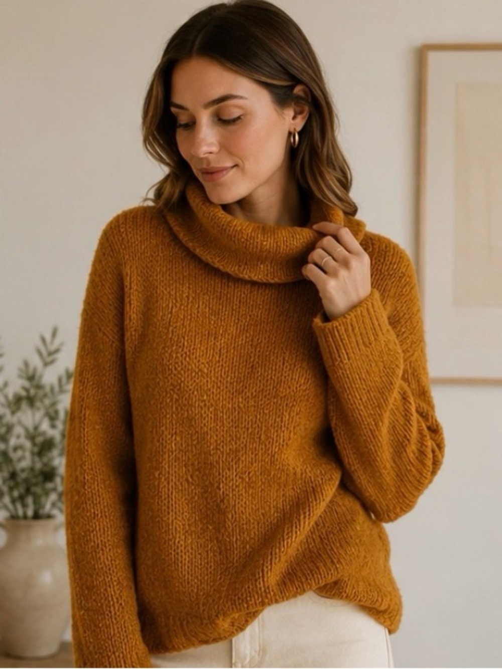 Eileen Fisher Italian Yarn Cowl Neck Pullover Knit Sweater Sz Large - Picture 1 of 10